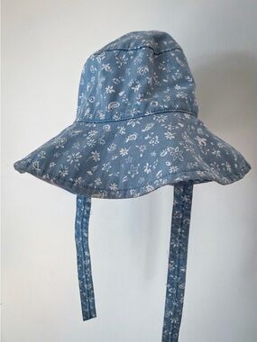 Zara Light Blue Floral Girl Sun Hat